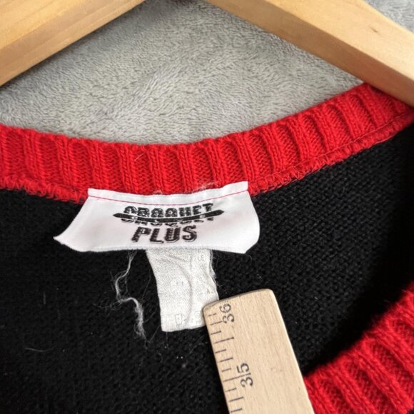 Vintage Ugly Christmas Sweater Women's XL Black Snowflake Snowman USA Made Y2K - Picture 3 of 10